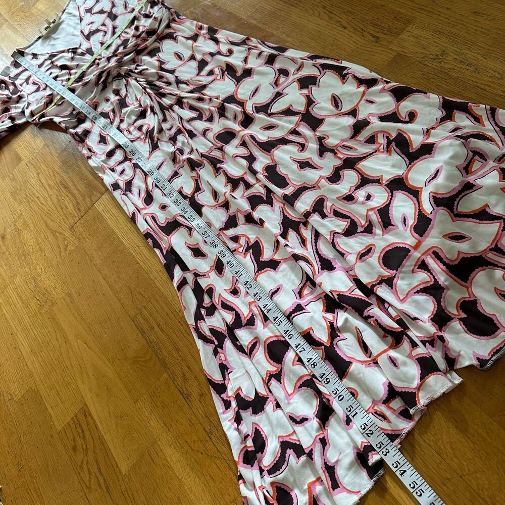 DVF Diane Von Furstenberg Timmy Long Dress in Cypress Cocoa Brown L Resort Retro - Picture 13 of 16